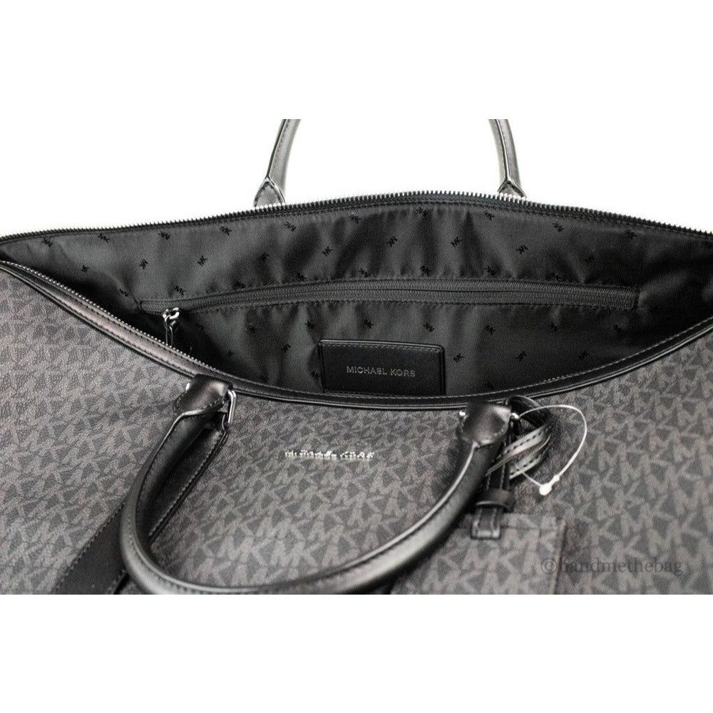 NEW Michael Kors Harrison Black Large Duffle Bag PVC Travel Weekender Luggage - Picture 9 of 12